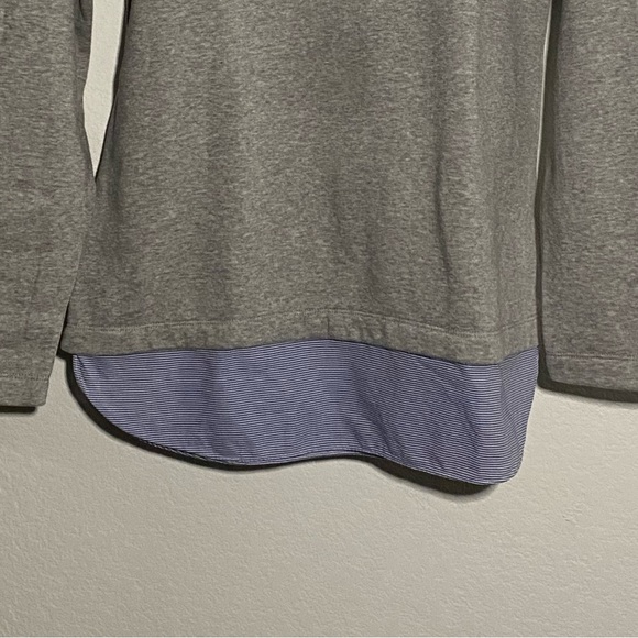 J. Crew Merchantile Gray Cowl Neck Sweatshirt w/ Sewn In Shirt Tail (Medium) - Picture 4 of 5